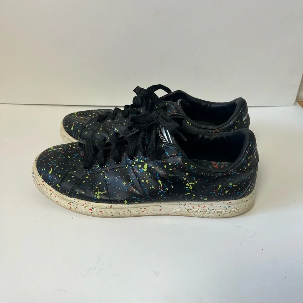 Skechers The Painter Lace Up Sneaker Black Splatter‎ Women's 11